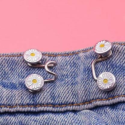 BNF Set of 4 Waist Buckle Adjustable Snap Button Jeans Waist Detachable Gray Metal Buttons