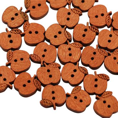 Redoak Apple Design Shape Wooden Buttons-50Pcs Wooden Buttons