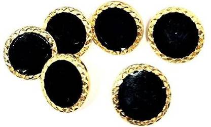 REENA Black Ring 6 pc Fancy Synthetic Resin PVC Material Button Designer Buttons for Coats Shirts Blazers Black Gold(Black Ring 6 pc) Metal Buttons