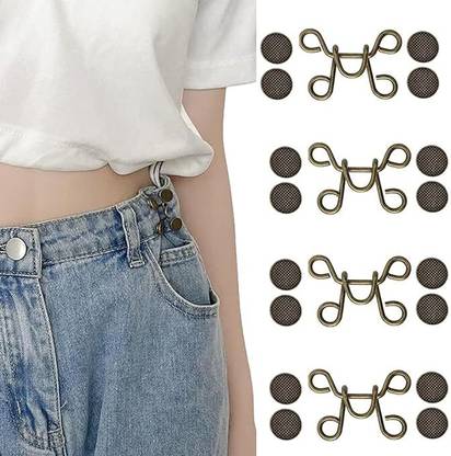ELEPHANTBOAT 4 Pcs Adjustable Waist Buckle Set Jeans Extender Waist Button for Pants Metal Buttons