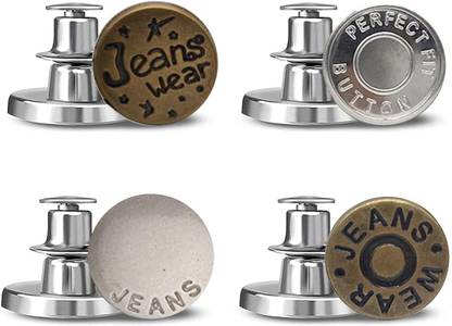 BAERFIT Jeans Button Replacement, Jean Buttons Pins for Loose Jeans (Pack of 4) Metal Buttons