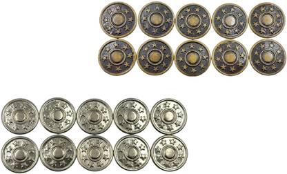 REENA Button Pins Combo Set for Jackets, Jeans, Denim, Shirts 17mm Hammer on Buttons Metal Buttons