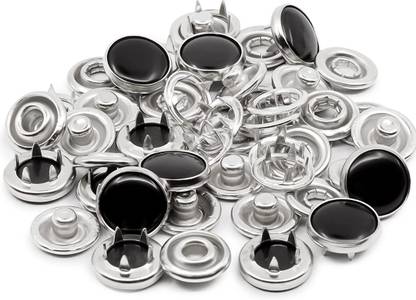uniquemart Black Stone Pearl Ring Cap Grip Prong Metal Snaps Button (100Sets-400pc) Metal Buttons