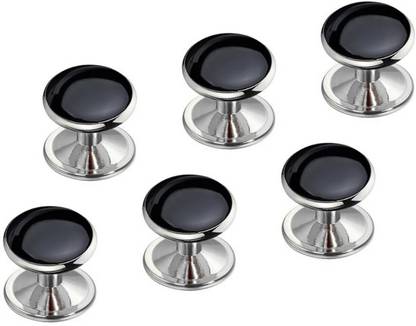 VAMA Silver Plated Black Cufflinks Button Coat Shirt Kurta Blazer Suit Tuxedo Studs Metal Buttons