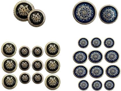 REENA Mens Coat Button Set Combo 2 Sets of 12 Pieces for Coat, Suits, Blazers etc.(9) Metal Buttons