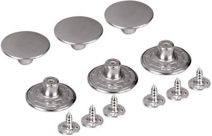 M Fabrics Jeans Metal Button (No-Sew Button) Hammer Only Tack Snap Jeans Buttons (6 Sets) Metal Buttons
