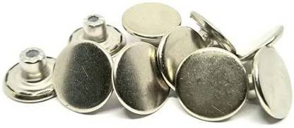 REENA Plain Silver Metal Buttons 17mm Diameter snap on no sew Bronze Buttons for Jeans Jackets etc. Bronze Finish (Plain Silver 17mm, 10 Pieces Set) Silver Metal Buttons