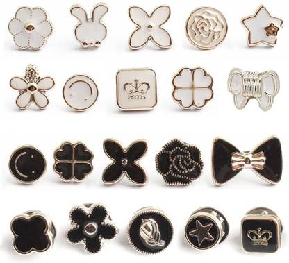 TREXEE Different Design Brooch Pin for Women Cover Up Button Mini Saftey Brooch Pin Pearls Buttons