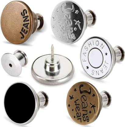 AASTIK SALES 5 pcs Detachable Button for Jeans 5 Styles No Sew Metal Buttons for Denims Metal Buttons