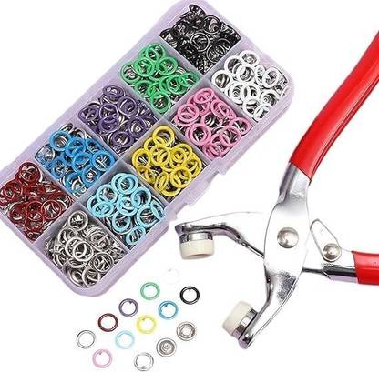 OFIXO Snap Buttons | 100 Sets Silver Button Color Ring with Hand Pressure Pliers Tool Plastic Buttons