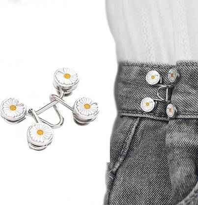 Adbee Flower Shape Jeans Tightening Clips Waist Tightener Instant Clips for Loose Jean Metal Buttons