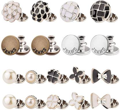 PALAY 18 Sets Assorted Perfect Fit Instant Buttons Removable Reusable for Jeans Metal Buttons