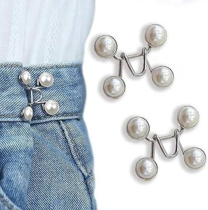 KASHTGO Jean Button Pins, Waist Buckle for Jeans,Waist Tightener Clips for Loose Jeans Metal Buttons