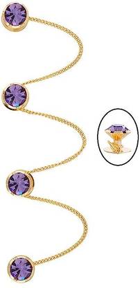 THANU'S CRAFT Cufflinks Gold Plated Purple Stone Kurta Button Stud With Chain for Men & Women Crystal Buttons