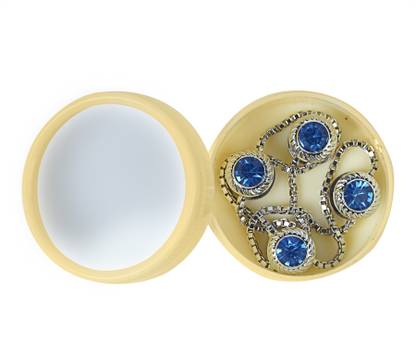 PGen Silver Plated Designer Pop Royal Blue Gemstone Traditional Ethnic Festive Kurta Metal Buttons