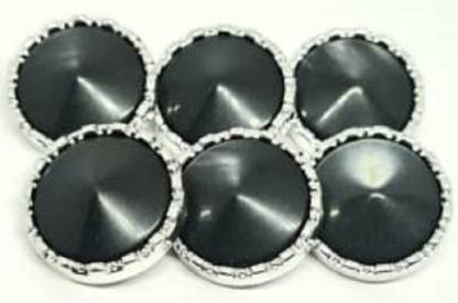 REENA Black Silver Ring Design Fancy Designer Buttons for Coats Shirts Blazer Set of 6 Metal Buttons