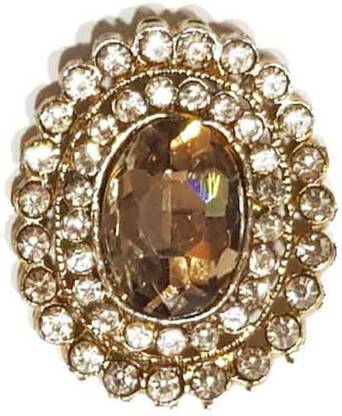 Mohan Shoppe Dark Golden Oval shape silver stone fancy button pack of 2 button Metal Buttons Metal Buttons