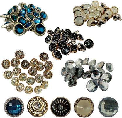 Aakriti 5 Styles Fancy Button for Boutique Tailoring Clothes 18 Line 11.5mm (Each 20pcs) Plastic Buttons