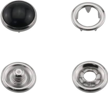 uniquemart Black Stone Pearl Ring Cap Grip Prong Metal Snaps Button (200Sets-800pc) Metal Buttons