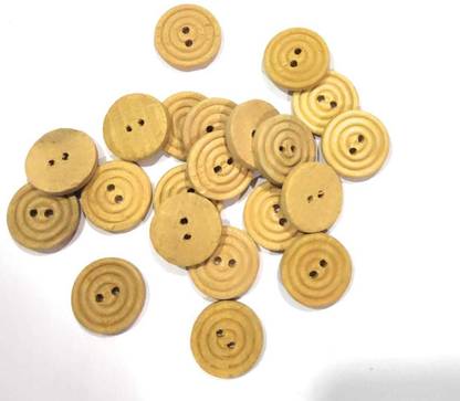 HBS Wooden button Plain Natural wooden color diameter 20mm Size 32L, 2 holed for Sewing ,Art & craft (Pack of 20) Wooden Buttons
