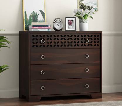 Furniture Mart Chest of Drawers with 4 Spacious Storage Drawers Solid Wood Free Standing Chest of Drawers