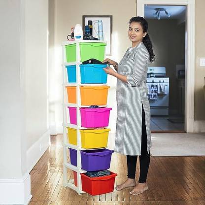 Flipkart Perfect Homes Studio 7 Layer MultiPurpose Modular Drawer Storage System for Home & Office Plastic Free Standing Chest of Drawers