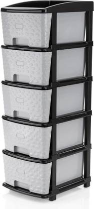 PALAK 5 Plastic Modular Transparent Drawer System for Home, Office, Hospital, Parlor Plastic Free Standing Chest of Drawers