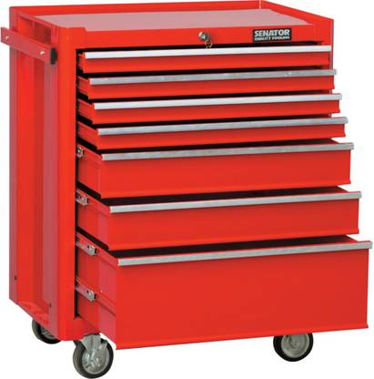 CROMWELL Tool Trolley | Senator Roller Cabinet |Economy Range|Red | 7 Drawers Metal Free Standing Cabinet