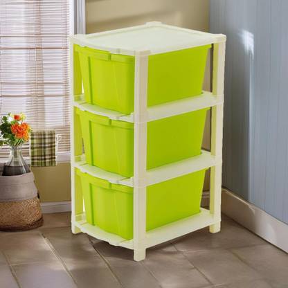 PALAK 3 Plastic Modular Drawer System for Home, Office, Hospital, Parlor, Doctors Plastic Free Standing Chest of Drawers