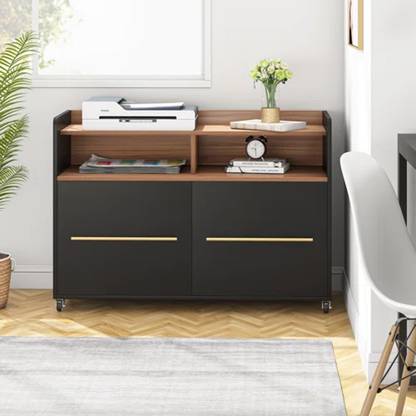 MONTAGE Wooden Home Office Storage Cabinet with Movable Wheels Engineered Wood Free Standing Cabinet