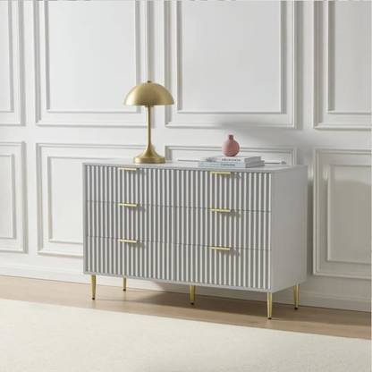 FUNITELL 6 Drawers Dresser Console Cabinet for Bedroom, Living Room, Drawing Room Engineered Wood Free Standing Sideboard