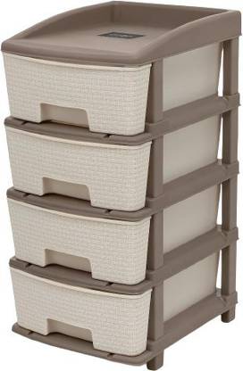 pelton Multipurpose Plastic Table Drawer System Organizer Rack 4 Layer Plastic Free Standing Cabinet