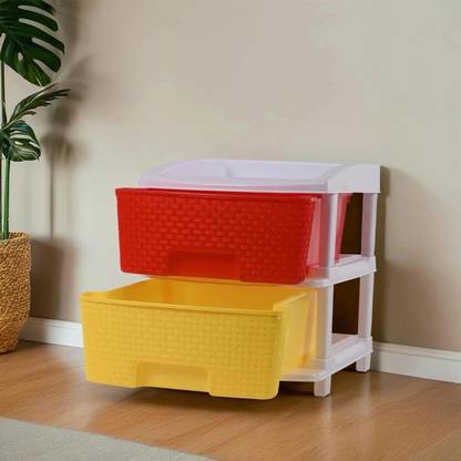 KUBER INDUSTRIES 2-Tier Multipurpose Plastic Drawers Storage Organizer | Multicolor Plastic Free Standing Chest of Drawers