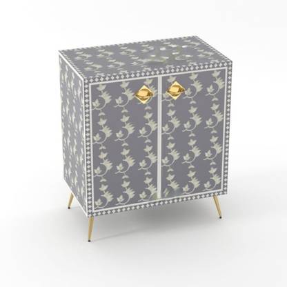 JODHA Home Furniture Print Stylish Sideboard Bone Inlay Cabinet Geometric Floral Solid Wood Wall Mount Cabinet