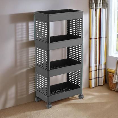 jondy 4 Layer-Tier Plastic Modular Fruits & Vegetable Trolley Plastic Free Standing Chest of Drawers
