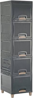 Jayci Mart 5 Layer Foldable Cabinet Plastic Cupboard For Storage Plastic Modular Drawer Plastic Kitchen Cabinet