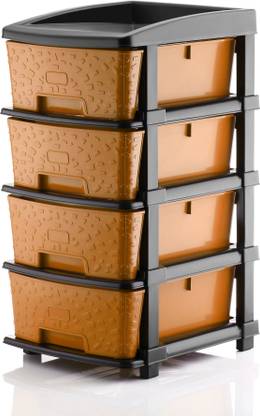 PALAK 4 Plastic Modular Transparent Drawer System for Home, Office, Hospital, Parlor Plastic Free Standing Chest of Drawers