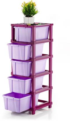 Flipkart SmartBuy 5 Plastic Modular Drawer System for Home, Office, Hospital, Parlor, Doctors Plastic Free Standing Chest of Drawers