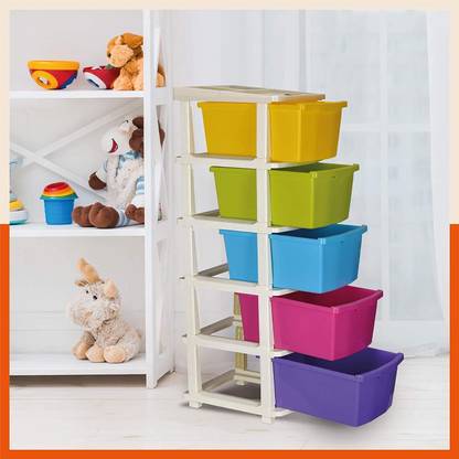 Floe 5 xl Plastic Multipurpose Storage Modular Drawer with Large Space Plastic Free Standing Chest of Drawers
