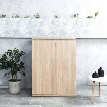 ATMOSPHERE Swing Lock Storage Unit/2 Door Storage Cabinet/Bedside Table For Bedroom/ Engineered Wood Free Standing Cabinet