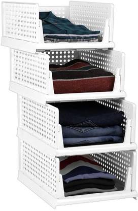 PeakBazaar 4 Layer Collapsible Plastic Clothes Cabinet Foldable Wardrobe Organizer Drawer Plastic Free Standing Cabinet