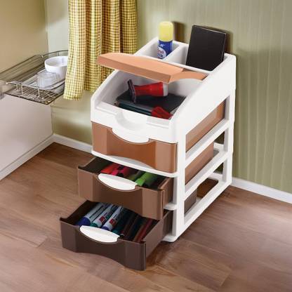 Nabhya Small Size Cosmetic & Make-up Organizers Drawer (24 cm,22 cm,15 cm) Plastic Free Standing Chest of Drawers