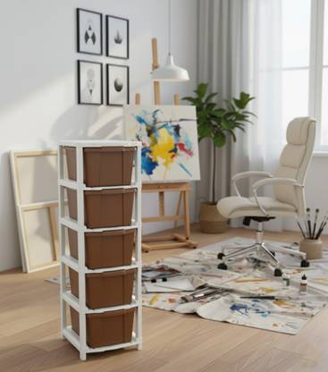 YASHODEEP PLASTIC multi layer drawer Storage Cabinet with Strong Back Support Panel Plastic Free Standing Cabinet