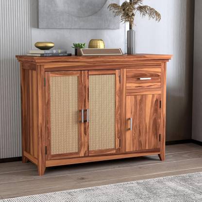 Deshnok Art Sheesham Wood Sideboard with 3 Drawers & 1 Door | Wooden Storage Unit for Home Solid Wood Free Standing Sideboard
