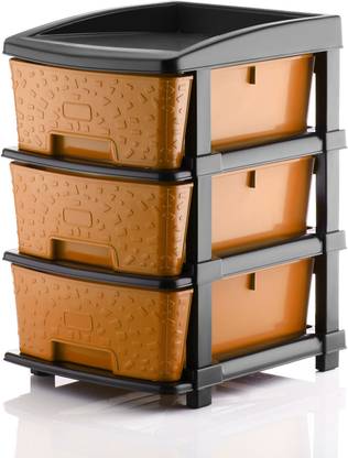 PALAK 3 Plastic Modular Transparent Drawer System for Home, Office, Hospital, Parlor Plastic Free Standing Chest of Drawers
