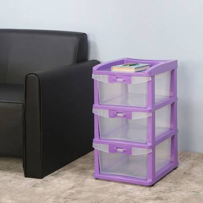 Nilkamal Chests of 3 Drawers CHTR23NT MultiPurpose wheel Storage , Kids & Home Essentials Plastic Free Standing Chest of Drawers