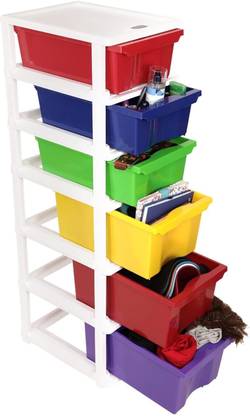 Cutting EDGE XL and Small Modular Plastic Drawer Combo Set For Home, Office( 3 XL & 3 Small) Plastic Free Standing Cabinet