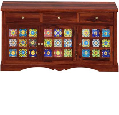 shree natural Solid Sheesham Wood Sideboard With 3 Drawers & 3 Door Storage For Home Solid Wood Free Standing Sideboard