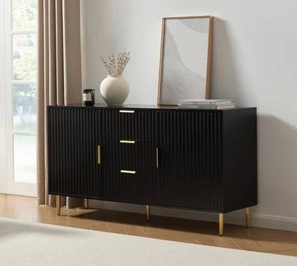 FURNITELL FURNITELL Solid Wood Sideboard, Wooden Cabinet With Drawer Solid Wood Free Standing Sideboard