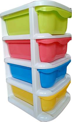 Nabhya Sigma 4 Layer Plastic Modular Drawer Multi Purpose Organizer Plastic Free Standing Cabinet